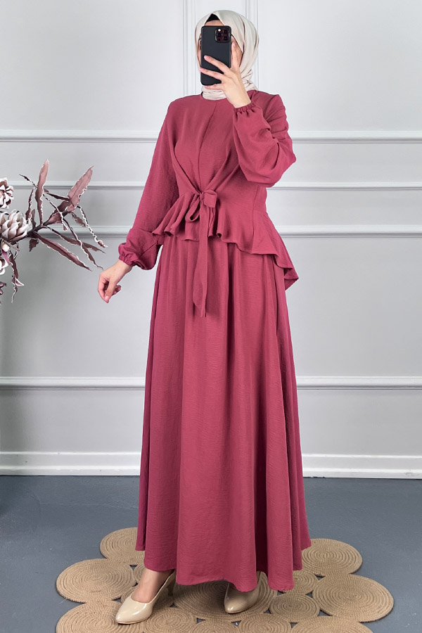 Çapraz Bağlamalı Etekli Takım - Pembe