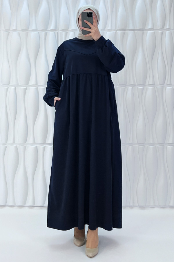 Cepli İki İplik Elbise - Lacivert Cepli İki İplik Elbise - Lacivert