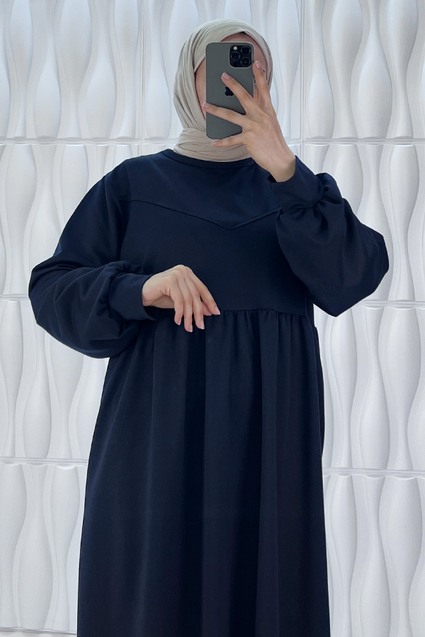 Cepli İki İplik Elbise - Lacivert Cepli İki İplik Elbise - Lacivert
