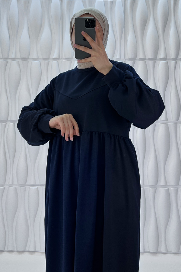 Cepli İki İplik Elbise - Lacivert Cepli İki İplik Elbise - Lacivert