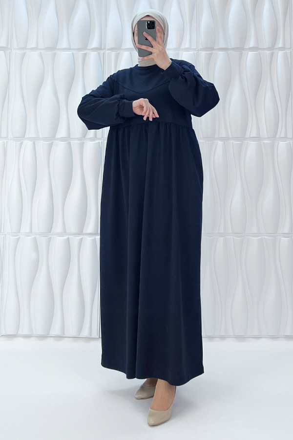 Cepli İki İplik Elbise - Lacivert Cepli İki İplik Elbise - Lacivert