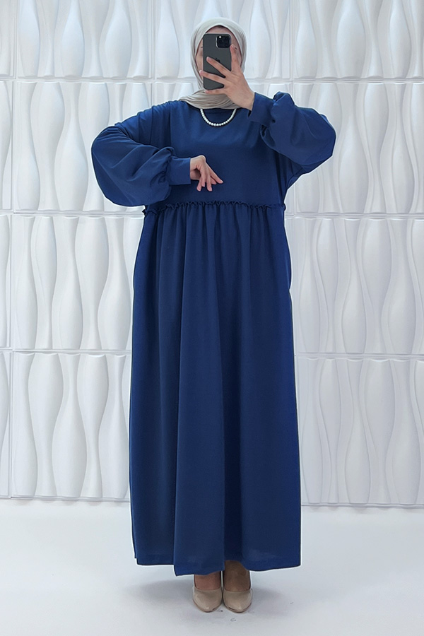 Cepli Salaş Fırfır Detaylı Elbise - İndigo
