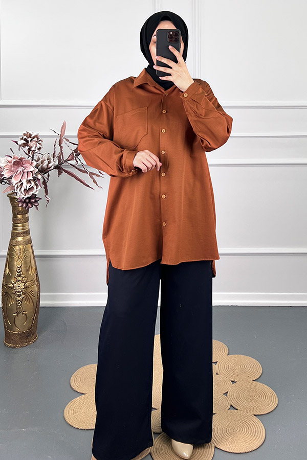 Cepli Salaş Gömlek - Camel Cepli Salaş Gömlek - Camel