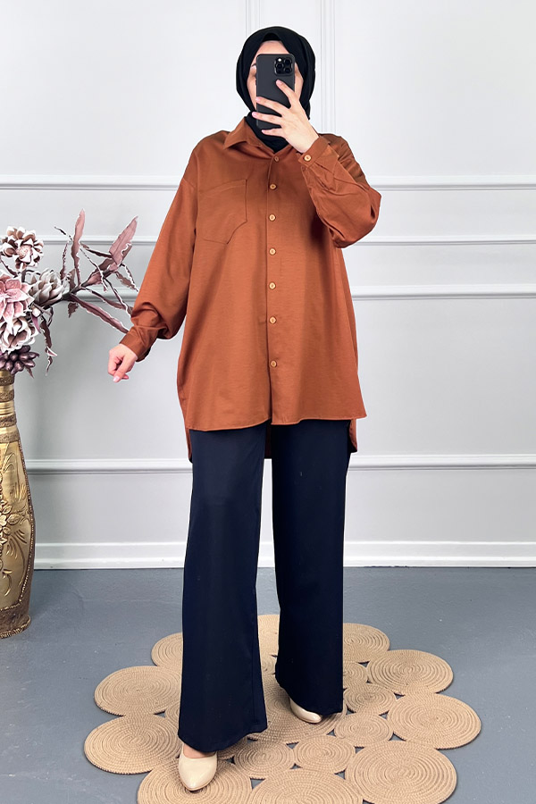 Cepli Salaş Gömlek - Camel Cepli Salaş Gömlek - Camel