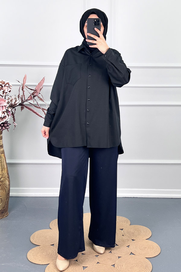 Cepli Salaş Gömlek - Siyah