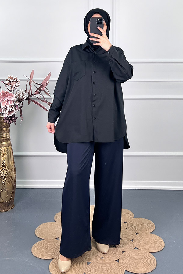 Cepli Salaş Gömlek - Siyah