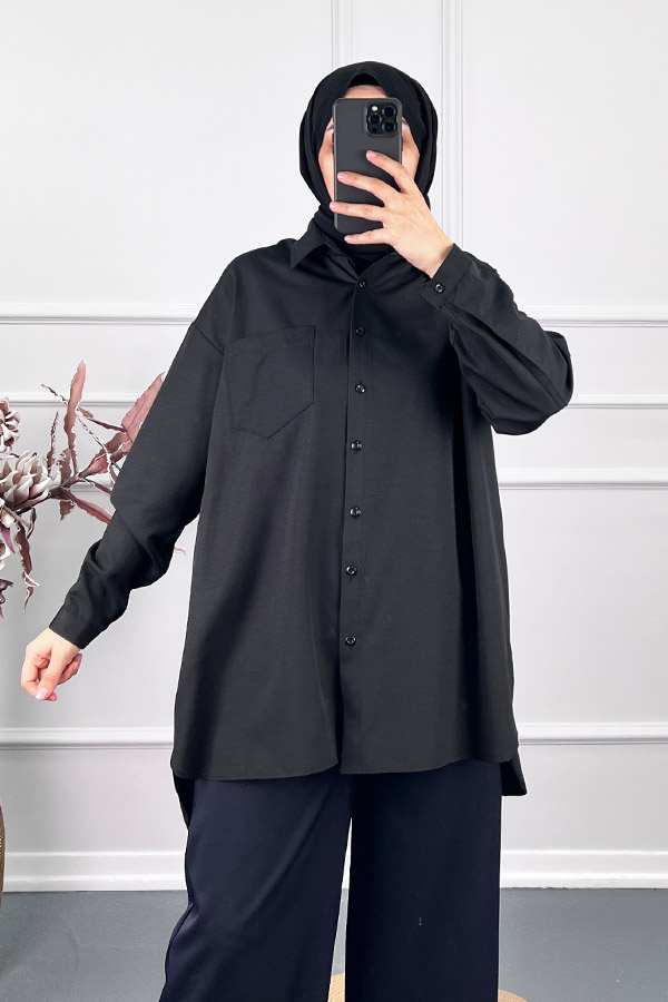 Cepli Salaş Gömlek - Siyah