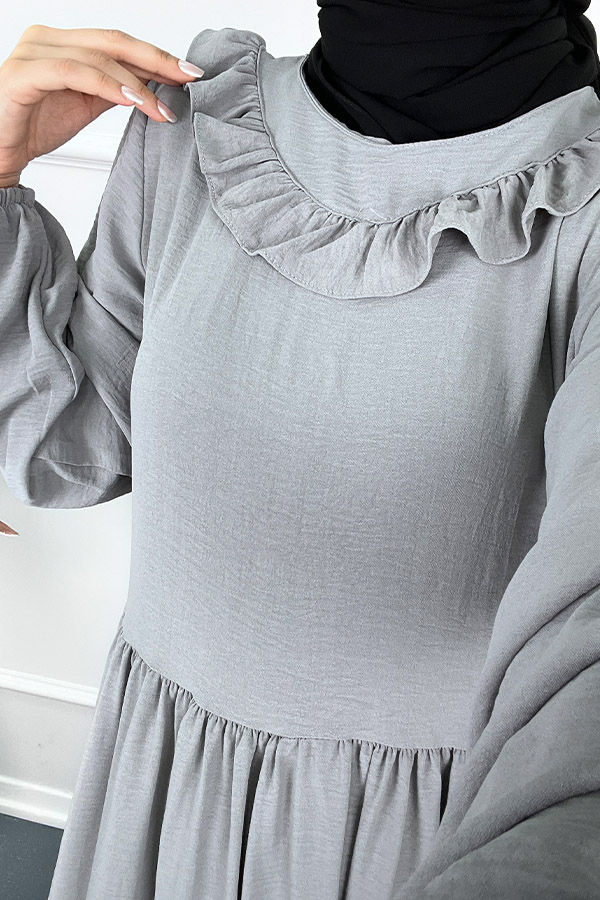 Çift Fırfırlı Elbise - Gri Çift Fırfırlı Elbise - Gri