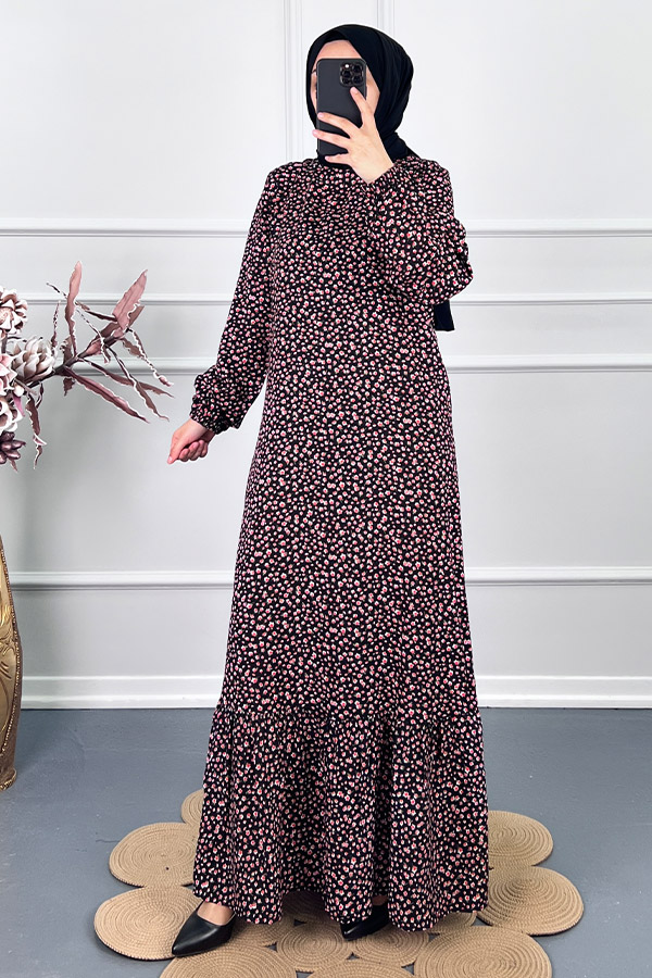 Çıtır Desen Elbise - Kırmızı