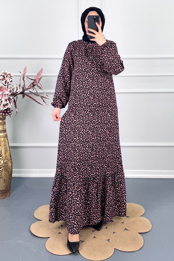 Çıtır Desen Elbise - Kırmızı