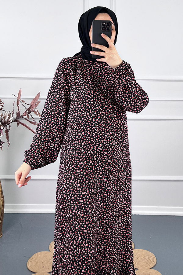 Çıtır Desen Elbise - Kırmızı