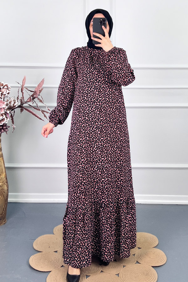 Çıtır Desen Elbise - Kırmızı