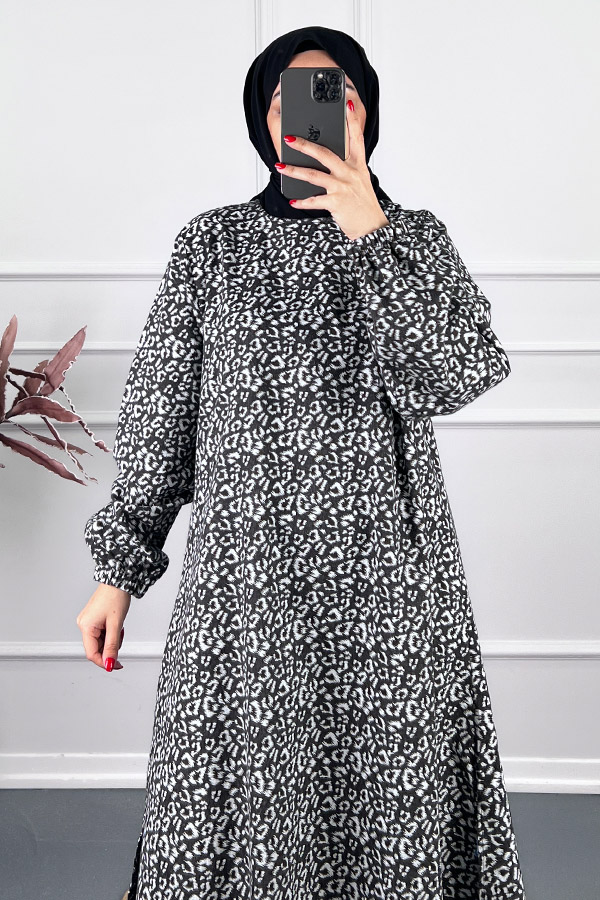 Çıtır Desenli Uzun Tunik - Siyah Çıtır Desenli Uzun Tunik - Siyah