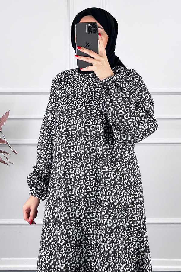 Çıtır Desenli Uzun Tunik - Siyah Çıtır Desenli Uzun Tunik - Siyah