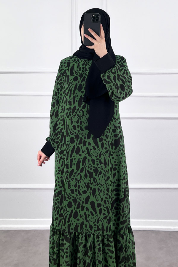 Damla Şifon Elbise - Yeşil