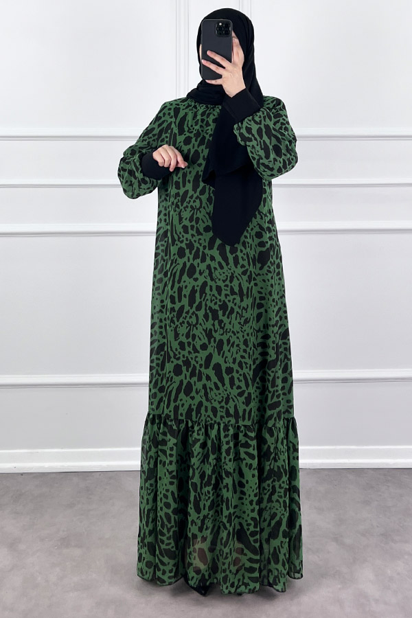 Damla Şifon Elbise - Yeşil