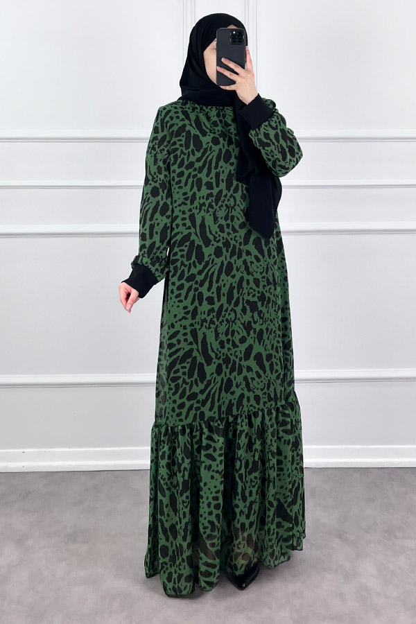 Damla Şifon Elbise - Yeşil