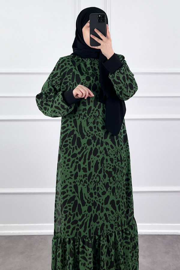 Damla Şifon Elbise - Yeşil