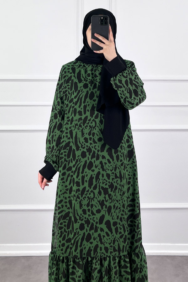 Damla Şifon Elbise - Yeşil