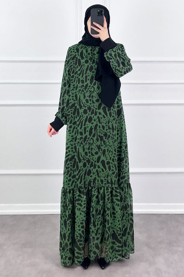 Damla Şifon Elbise - Yeşil