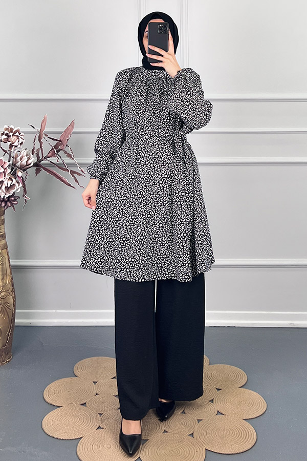 Desenli İkili Takım - Siyah