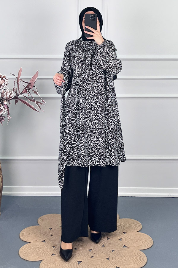 Desenli İkili Takım - Siyah