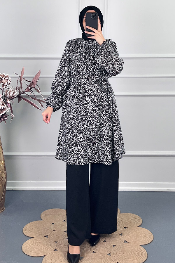 Desenli İkili Takım - Siyah