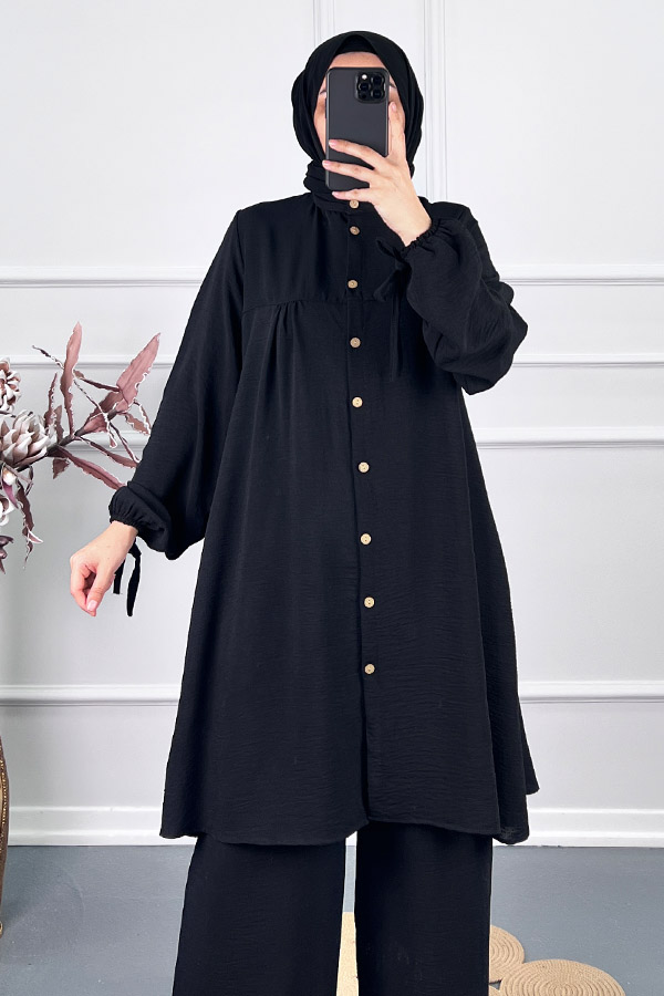 Düğmeli İkili Takim - Siyah