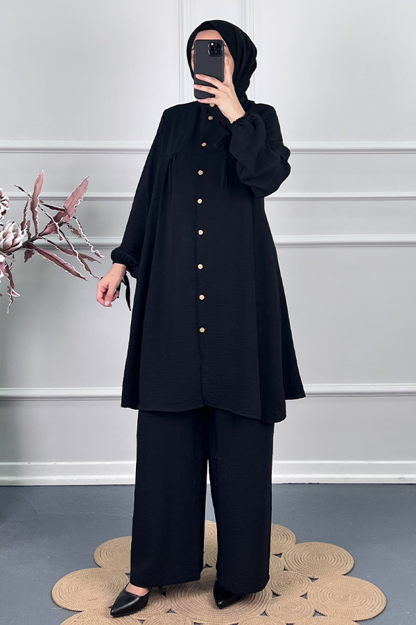 Düğmeli İkili Takim - Siyah