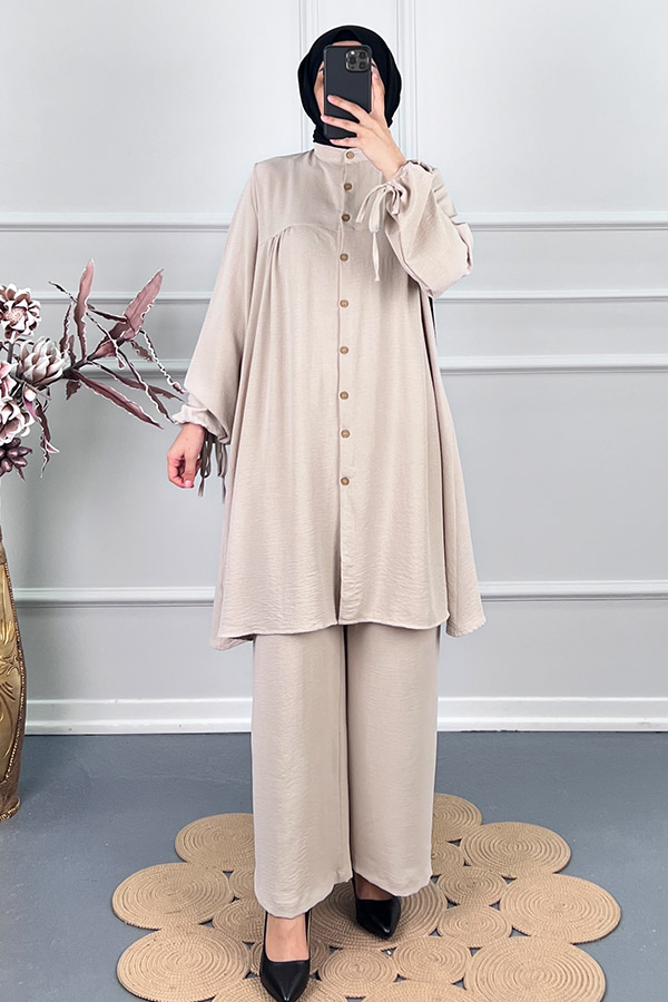 Düğmeli İkili Takim - Taş