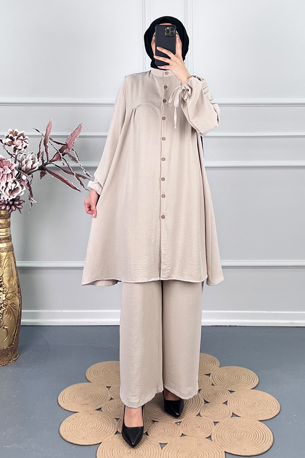 Düğmeli İkili Takim - Taş