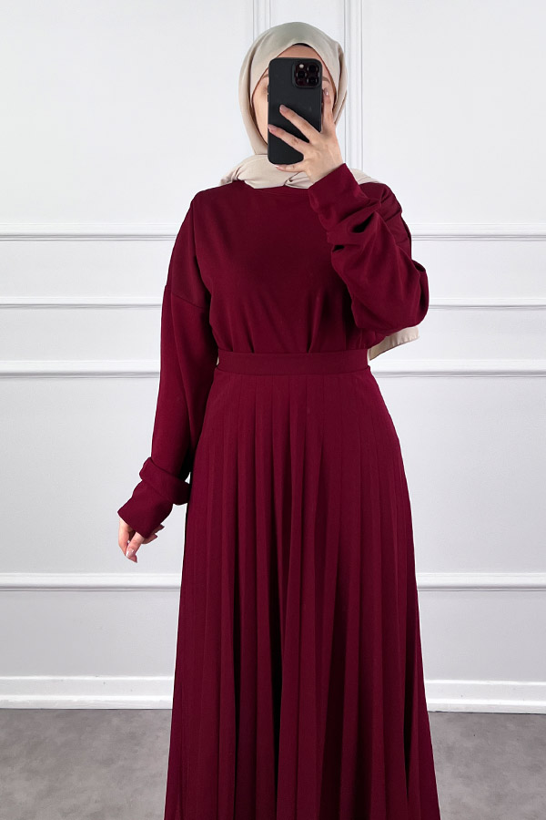 Eteği Piliseli İkili Takım - Bordo