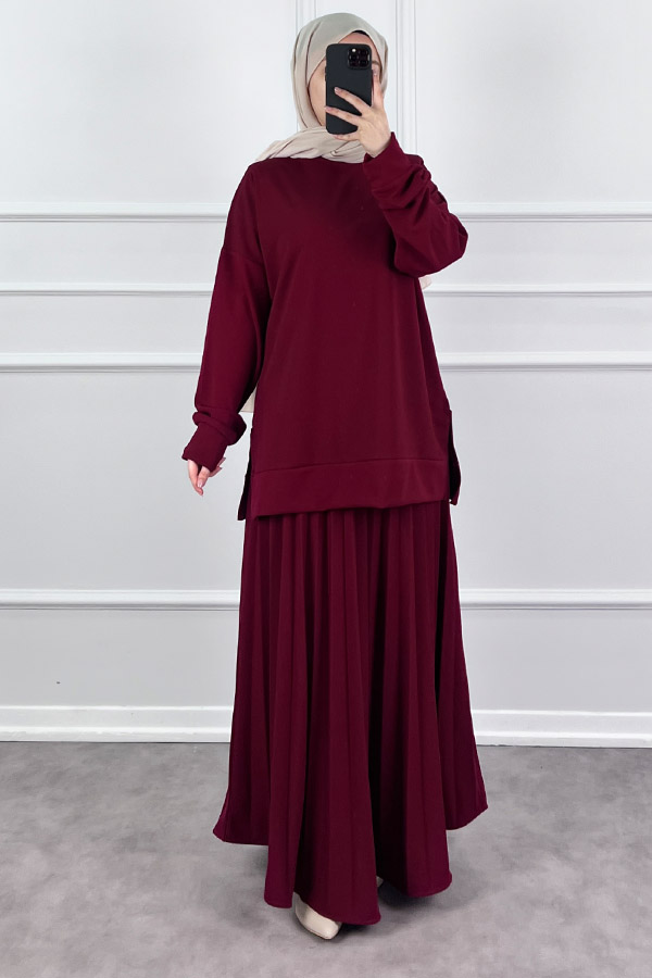 Eteği Piliseli İkili Takım - Bordo