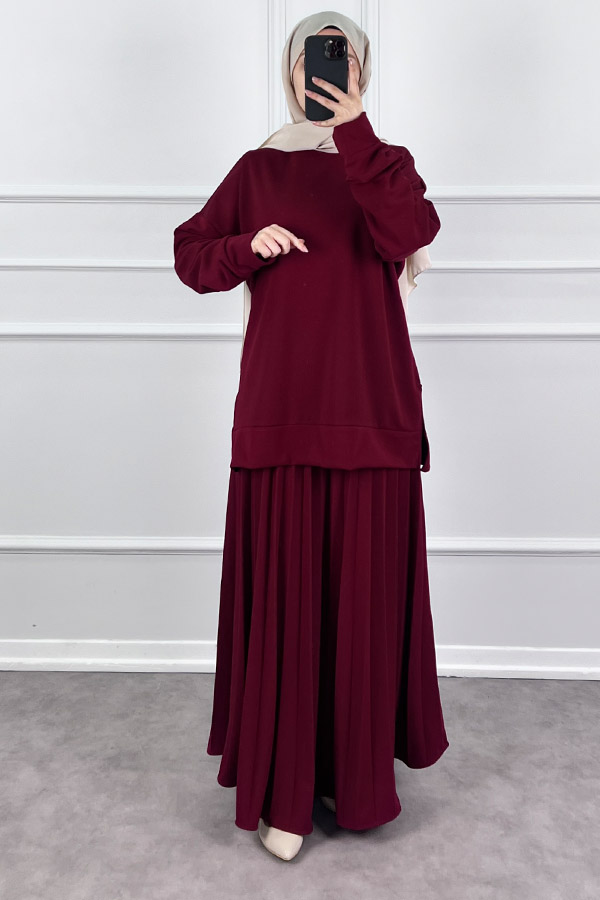 Eteği Piliseli İkili Takım - Bordo