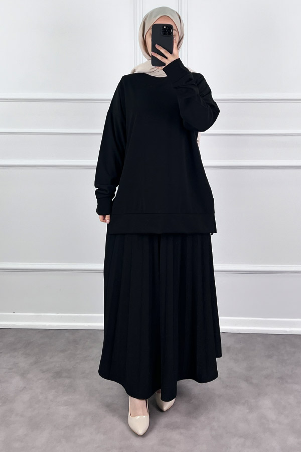 Eteği Piliseli İkili Takım - Siyah