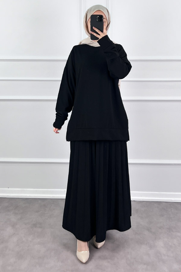 Eteği Piliseli İkili Takım - Siyah