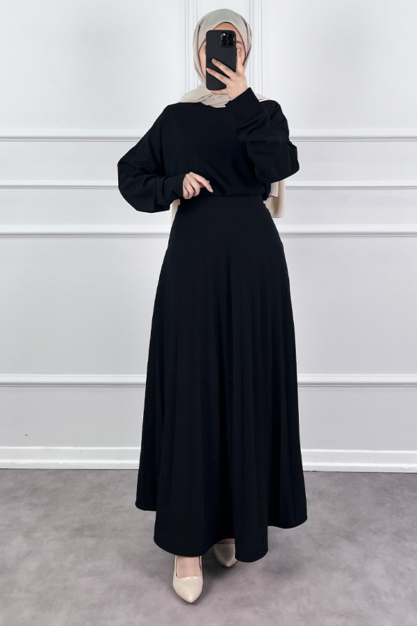 Eteği Piliseli İkili Takım - Siyah