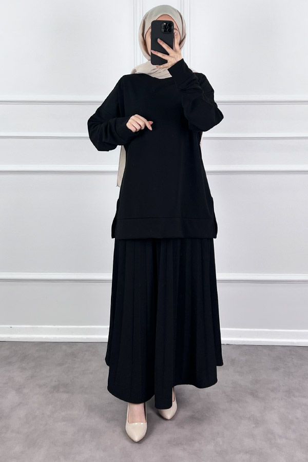 Eteği Piliseli İkili Takım - Siyah