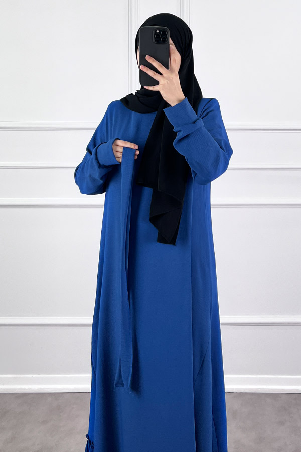 Eteği Fırfırlı Elbise - Mavi