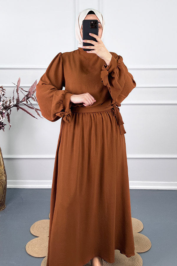 Tesettür Etekli Takım - Kiremit