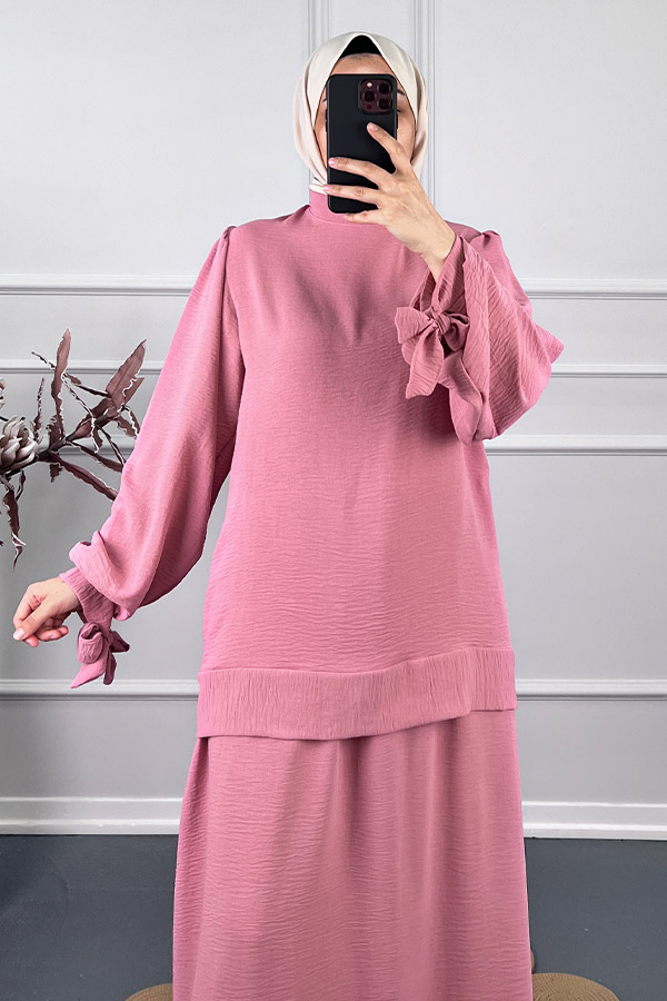 Tesettür Etekli Takım - Pembe Tesettür Etekli Takım - Pembe