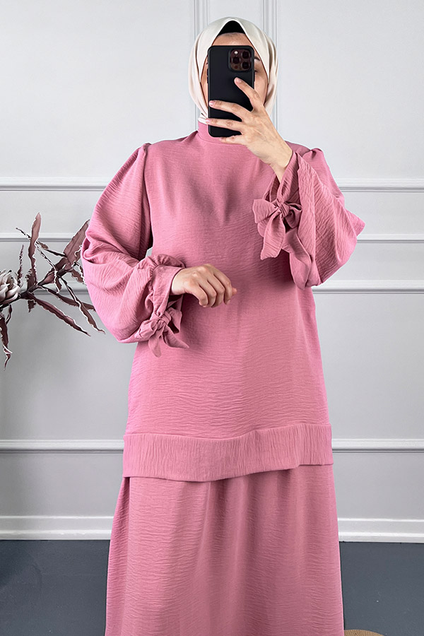 Tesettür Etekli Takım - Pembe Tesettür Etekli Takım - Pembe
