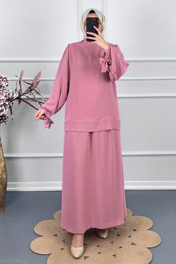 Tesettür Etekli Takım - Pembe Tesettür Etekli Takım - Pembe