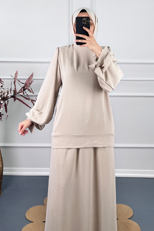 Tesettür Etekli Takım - Taş Tesettür Etekli Takım - Taş