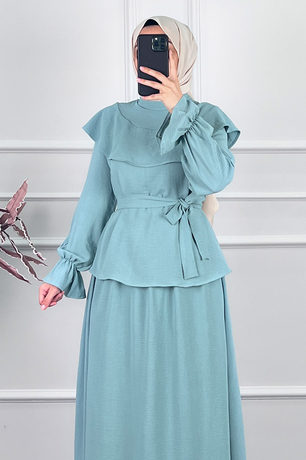 Etekli Tesettür Takım - Mint Etekli Tesettür Takım - Mint