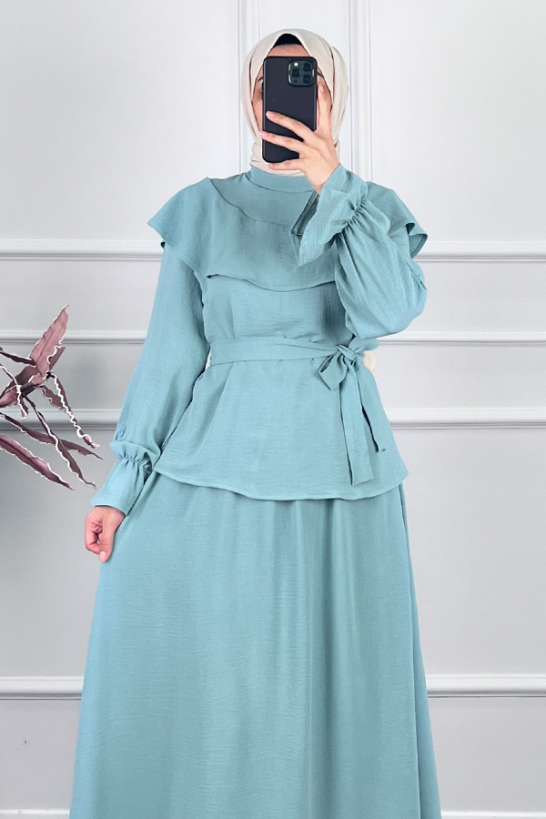 Etekli Tesettür Takım - Mint Etekli Tesettür Takım - Mint