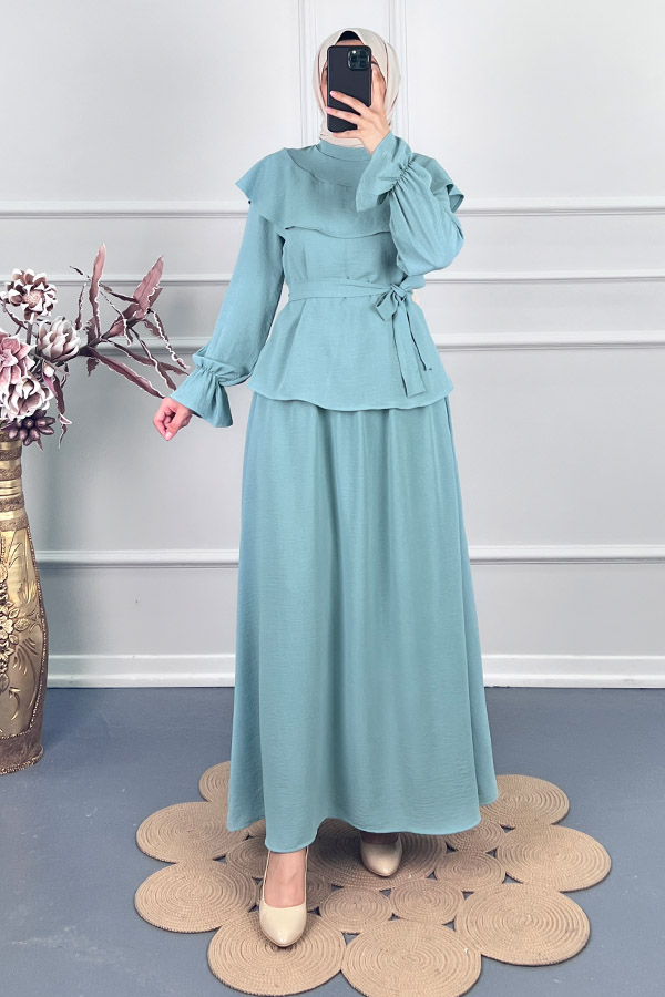 Etekli Tesettür Takım - Mint Etekli Tesettür Takım - Mint