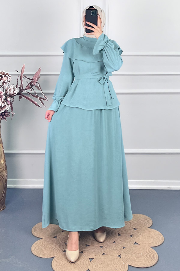Etekli Tesettür Takım - Mint Etekli Tesettür Takım - Mint