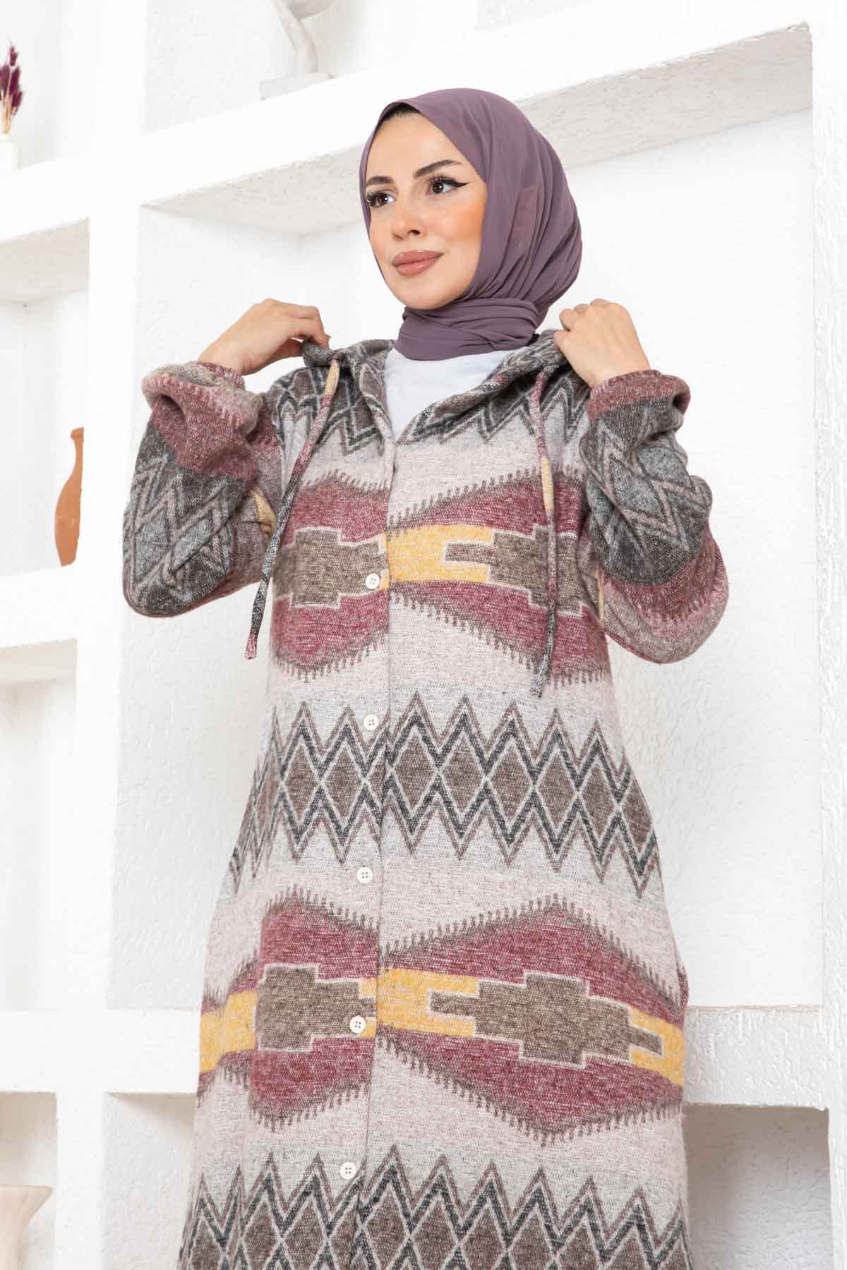 Etnik Desen Kaşe Kap - Taş