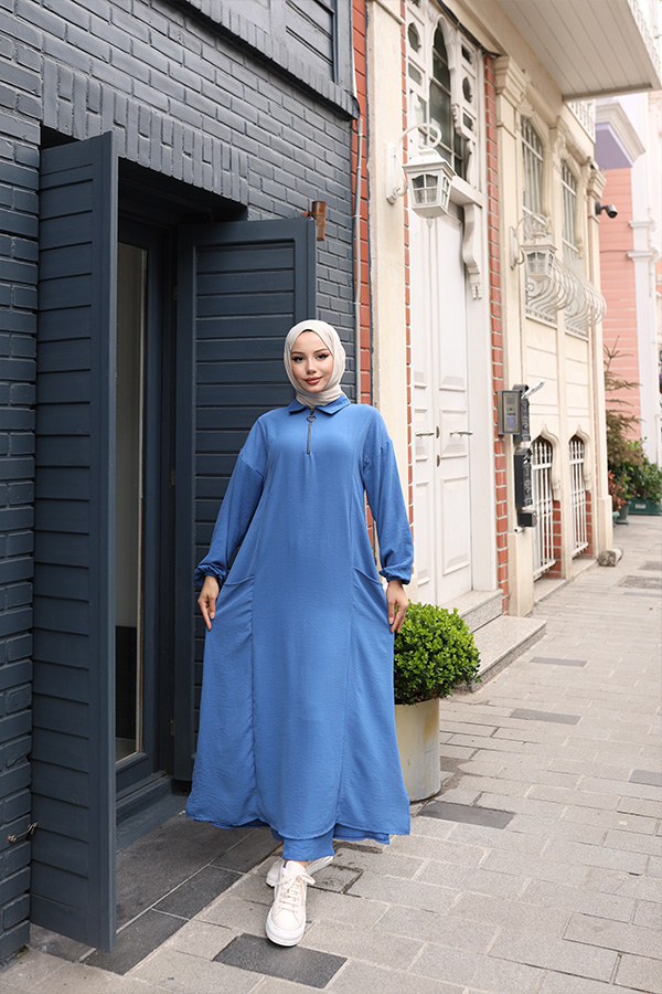 Fermuarlı Takım - İndigo